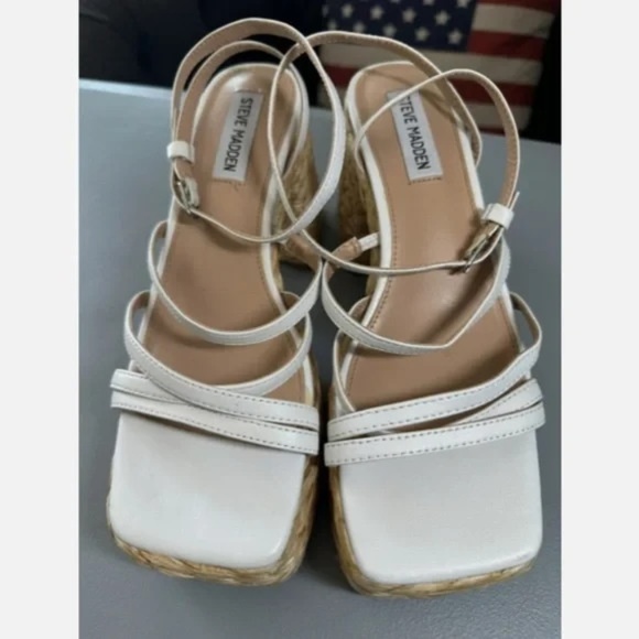NWT Steve Madden Belise Ankle Strap Platform Braided Woven Heeled Sandal 9.5 - Picture 5 of 5